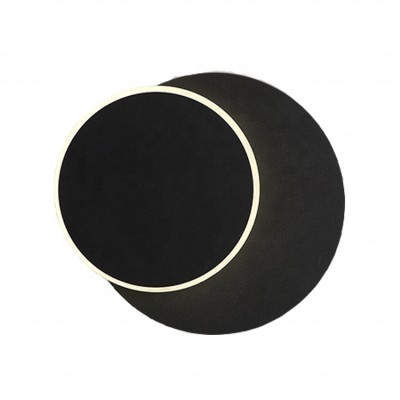 Rotatable round moon square black white acrylic metal wood color one two circle light led bedside wall lamps