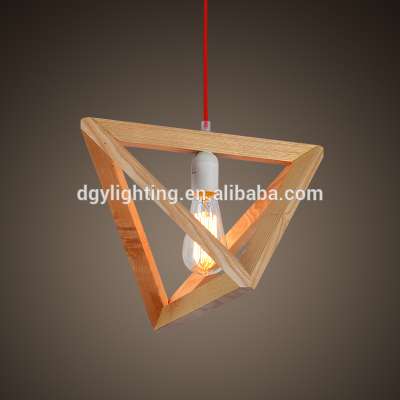 Geometric shaped industrial modern natural wooden pendant chandelier light