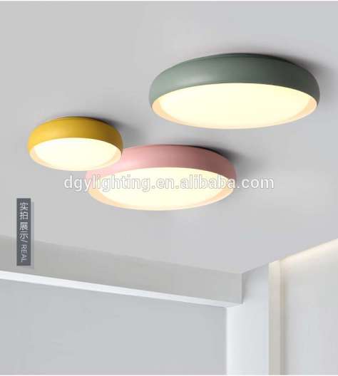 child room modern yellow pink green acrylic round lamp shade dimmable decorative ceiling lamp