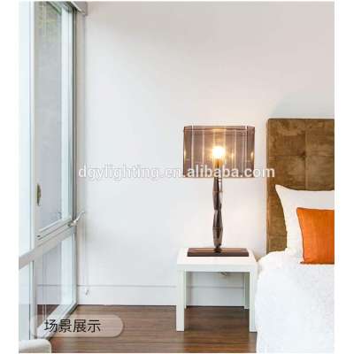 Bed Side Reading Crystal Chandelier Gold Rose Color Lampshade Metal Base Light Hotel Desk Luxury Table Lamp