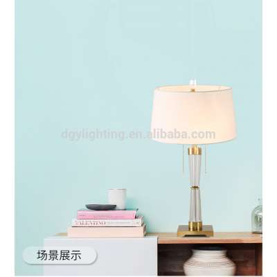 Cheap Hot Wholesale Zhongshan Fabric Lampshade Crystal Iron Base Post Modern Living Room Table Lamp