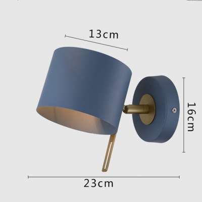 modern Nordic style lamp arm foldable round yellow metal lamp shade plain black wall lights