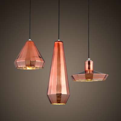 restaurant loft retro cone shape glass iron gold vintage pendant lamp