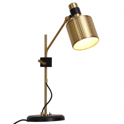 livingroom 220v iron brass gold Adjustable direction lampshade black circle base minimalist table lamp