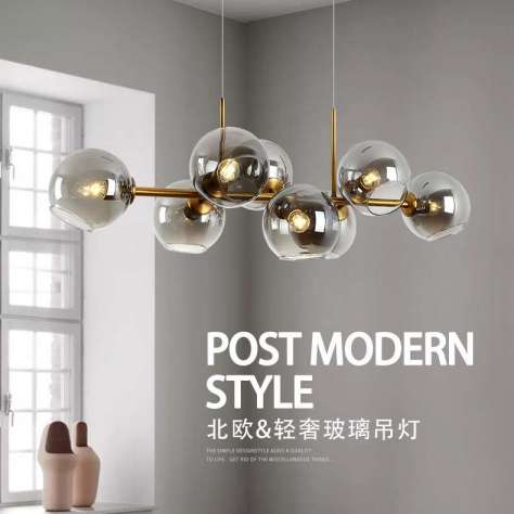 Big italian hand blown smokely color glass ball modern colored bubble led chandelier pendant light