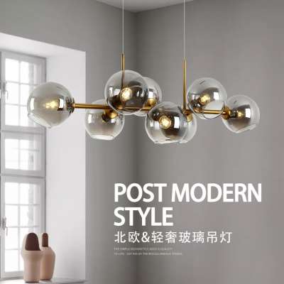 Big italian hand blown smokely color glass ball modern colored bubble led chandelier pendant light